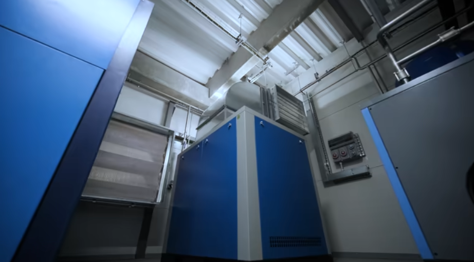 HVAC system with soundproof enclosure for reduced sound transmission loss.